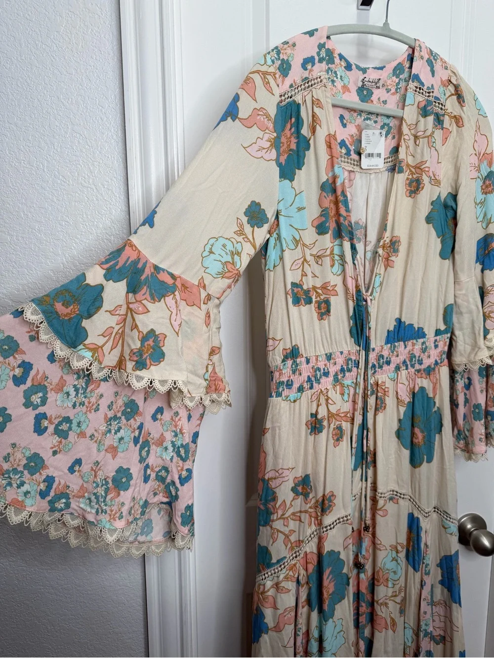 Free People‎ Intimately Penny Printed Bodysuit Bell Sleeve Boho Dress Small NWT
